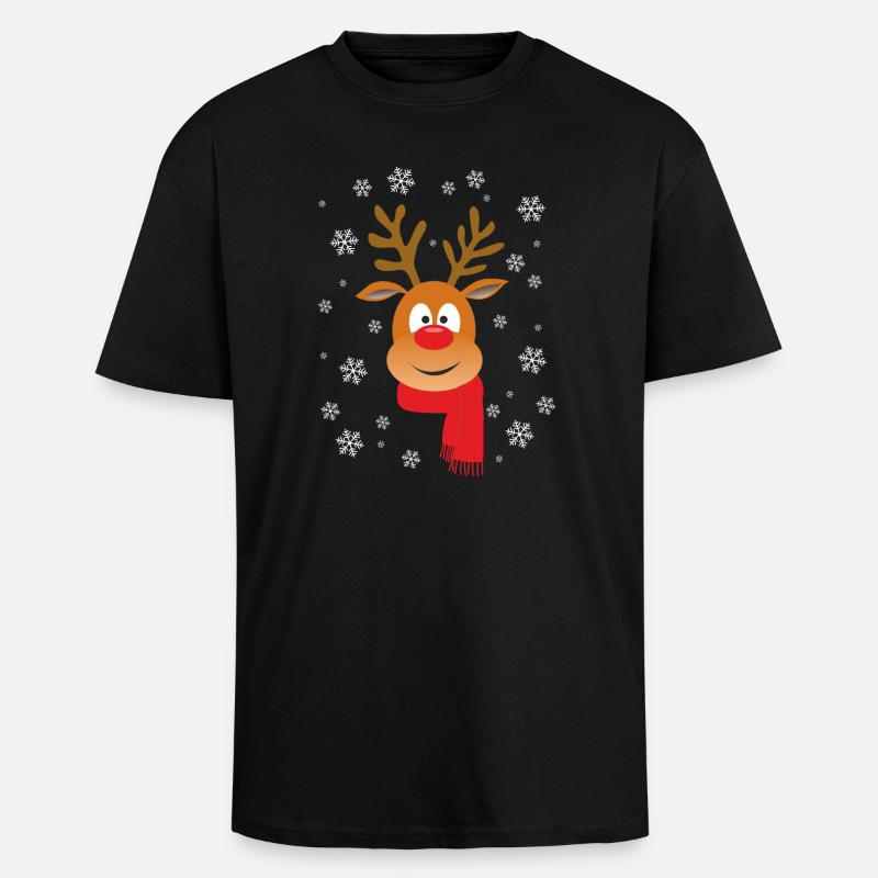 WEIHNACHTSRINDER - Oversized Heavyweight Unisex T-Shirt - Schwarz