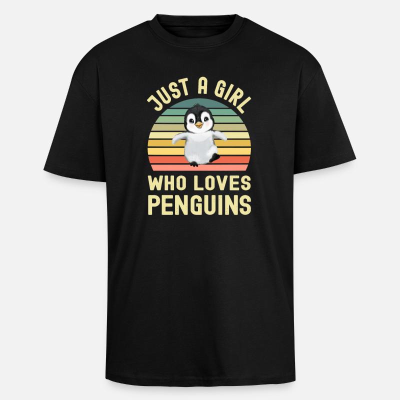 Pinguin Pinguine - Oversized Heavyweight Unisex T-Shirt - Schwarz