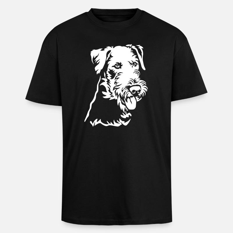 Airedale Terrier Kopf "Black Edition" - Oversized Heavyweight Unisex T-Shirt - Schwarz