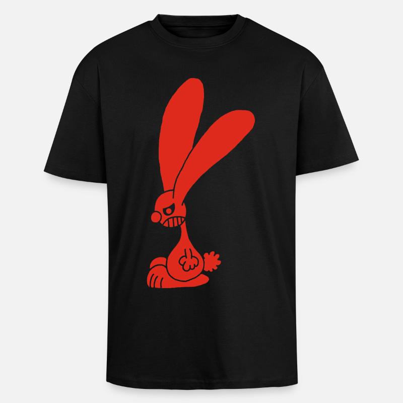 Grumpy red rabbit - Unisex Oversized Heavyweight T-shirt - black