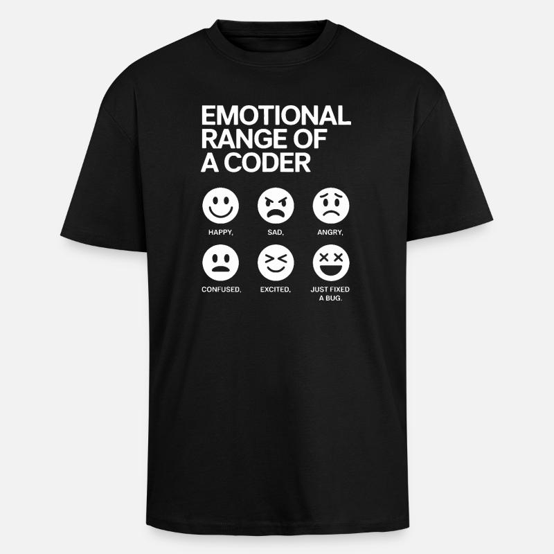 Emotional Range of a Coder - Unisex Oversized Heavyweight T-shirt - black