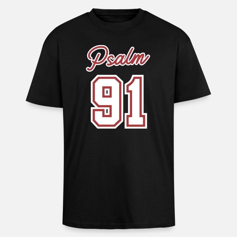 Psalm 91 Bibelvers. - Oversized Heavyweight Unisex T-Shirt - Schwarz