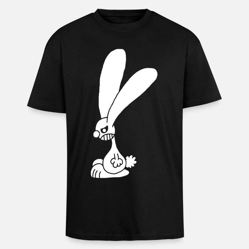 Grumpy White Rabbit - Unisex Oversized Heavyweight T-shirt - black