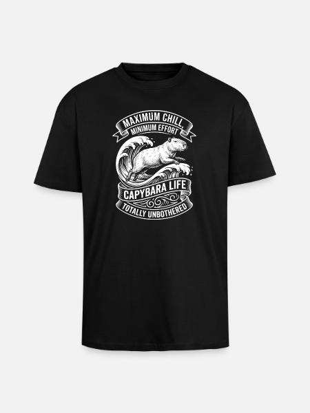 Capybara Life – Maximum Chill - Unisex Oversized Heavyweight T-shirt - black