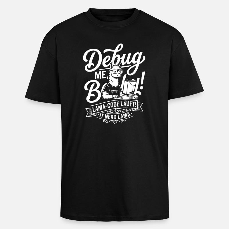 Lama Code Debug Design - Unisex Oversized Heavyweight T-shirt - black