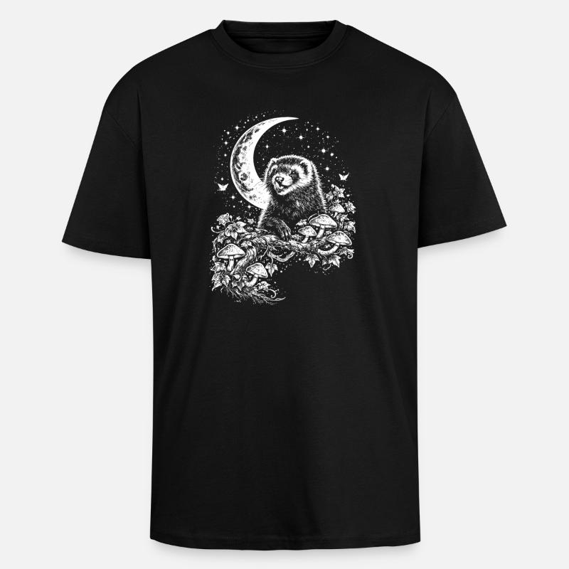 Moon Ferret - Oversized Heavyweight Unisex T-Shirt - Schwarz