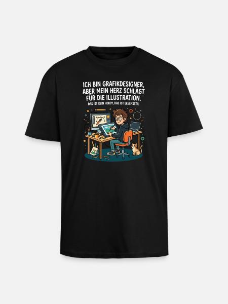 Grafikdesigner Illustration Leidenschaft - Oversized Heavyweight Unisex T-Shirt - Schwarz
