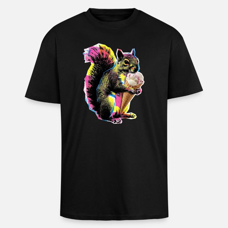 Eichhörnchen Eis - Oversized Heavyweight Unisex T-Shirt - Schwarz