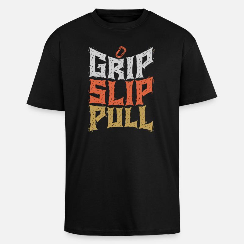 Grip Slip Pull Graphic Tee - Unisex Oversized Heavyweight T-shirt - black