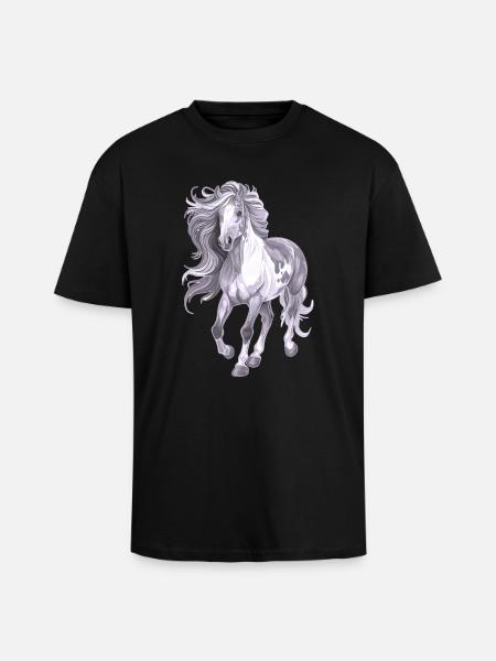 Pferd mit langer Mähne - Oversized Heavyweight Unisex T-Shirt - Schwarz