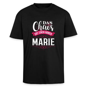 MARIE - Chaos - Oversized Heavyweight Unisex T-Shirt - Schwarz - Vorne - Alina (178cm) & Michal (187cm)