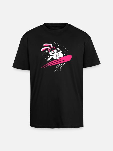 Śnieg Bunny - Narty - Snowboard - Sporty zimowe 2C - Gruby T-shirt unisex oversize - czarny