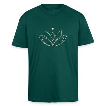 Lotus - Unisex Oversized Heavyweight T-shirt - hunter green - Front - Alina (178cm) & Michal (187cm)
