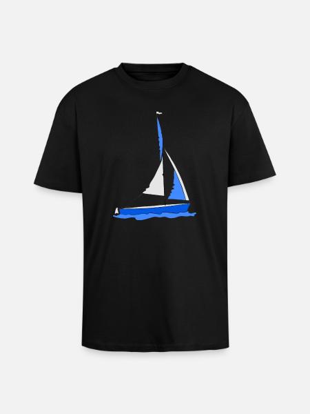Segelboot im Wasser Blau - Oversized Heavyweight Unisex T-Shirt - Schwarz