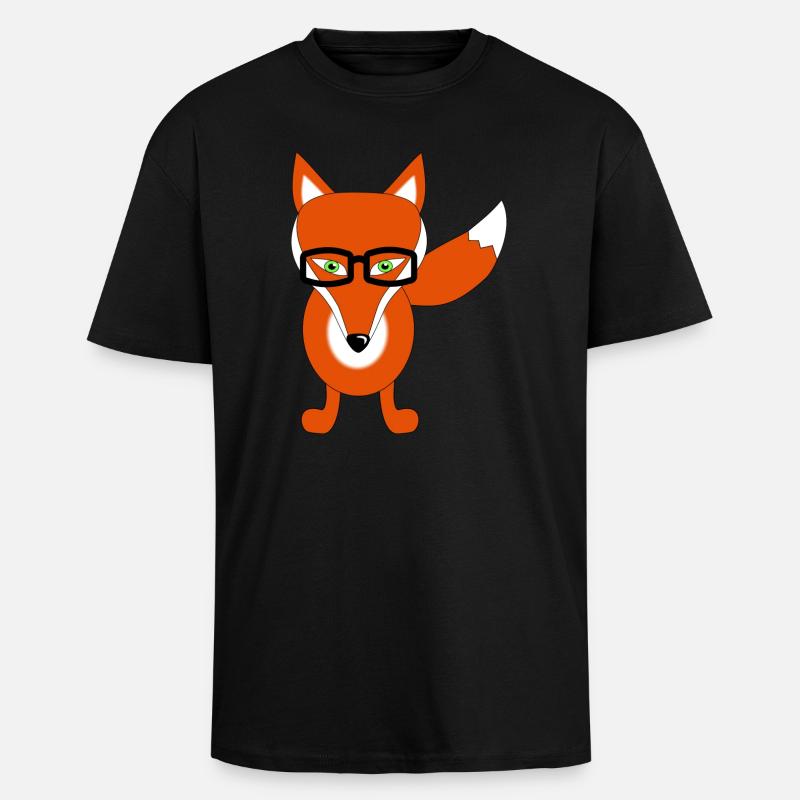 fuchs mit brille - Oversized Heavyweight Unisex T-Shirt - Schwarz