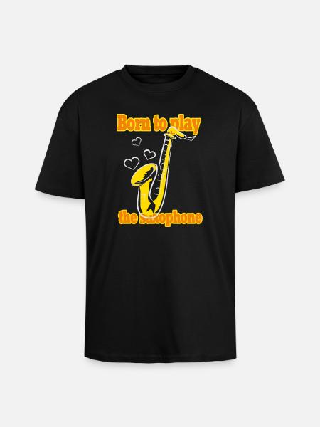 Saxophone music - Unisex Oversized Heavyweight T-shirt - black
