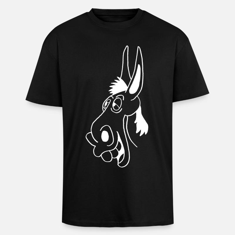 âne blanc - T-shirt unisexe oversize épais - noir