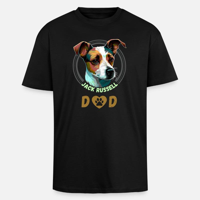 Jack Russell Dad - Oversized Heavyweight Unisex T-Shirt - Schwarz