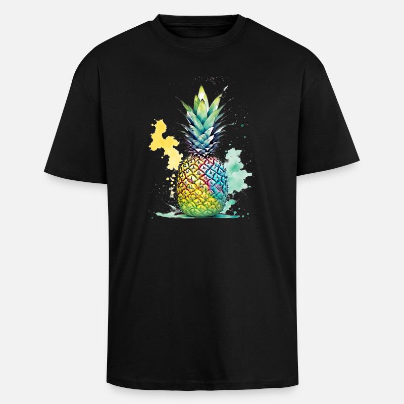 Ananas - Oversized Heavyweight Unisex T-Shirt - Schwarz