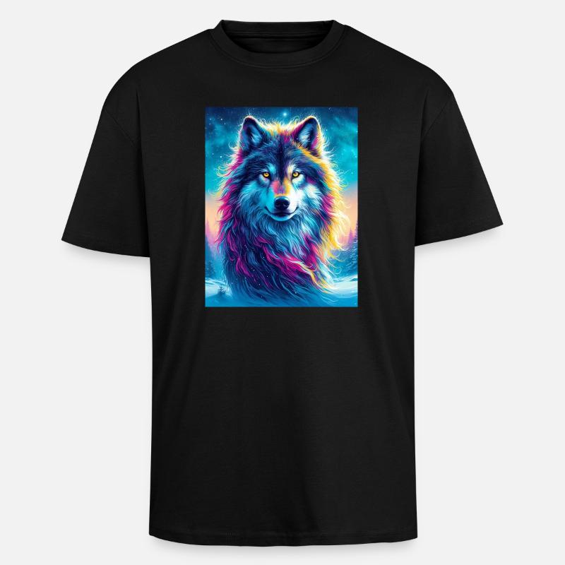 Wolf - Unisex Oversized Heavyweight T-shirt - black