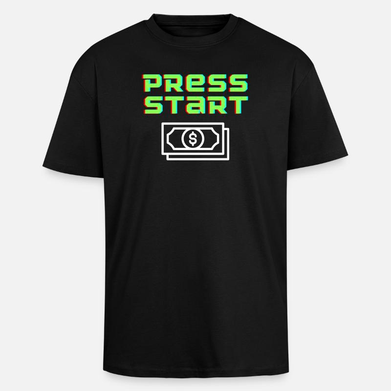 Press Start Retro Arcade Bill - Unisex Oversized Heavyweight T-shirt - black