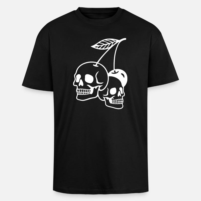 Dunkle Kirsche Schädel Illustration - Oversized Heavyweight Unisex T-Shirt - Schwarz