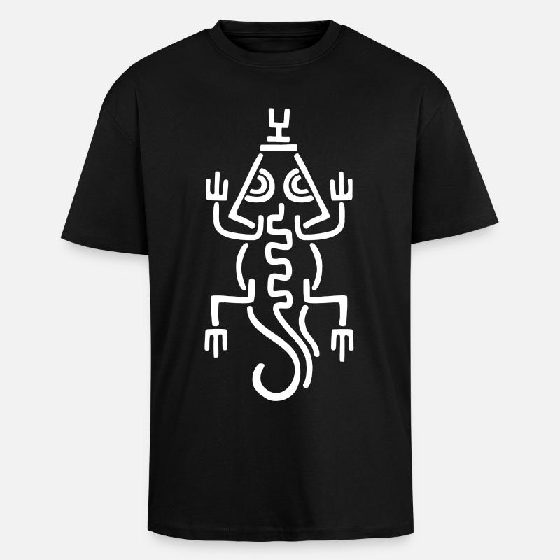 Stammes-Weiße Eidechse - Oversized Heavyweight Unisex T-Shirt - Schwarz
