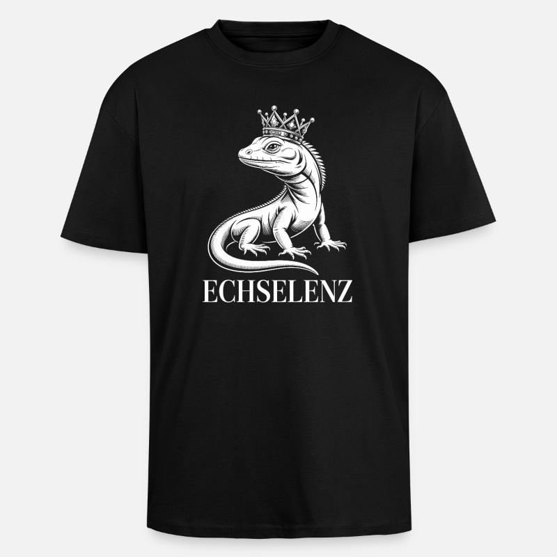 Echselenz Lustige Echse - Oversized Heavyweight Unisex T-Shirt - Schwarz