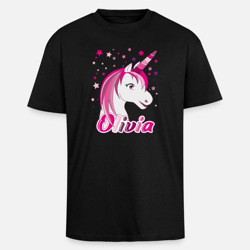 Olivia Einhorn, Mädchenname - Oversized Heavyweight Unisex T-Shirt - Schwarz