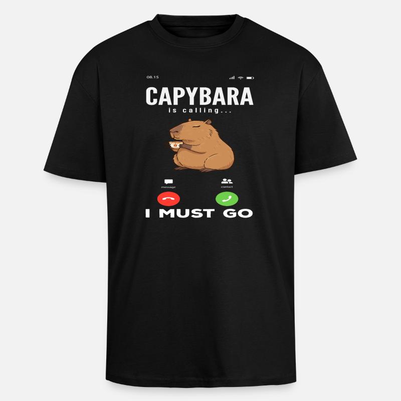Appel téléphonique Appeler les Capybaras mignons - T-shirt unisexe oversize épais - noir