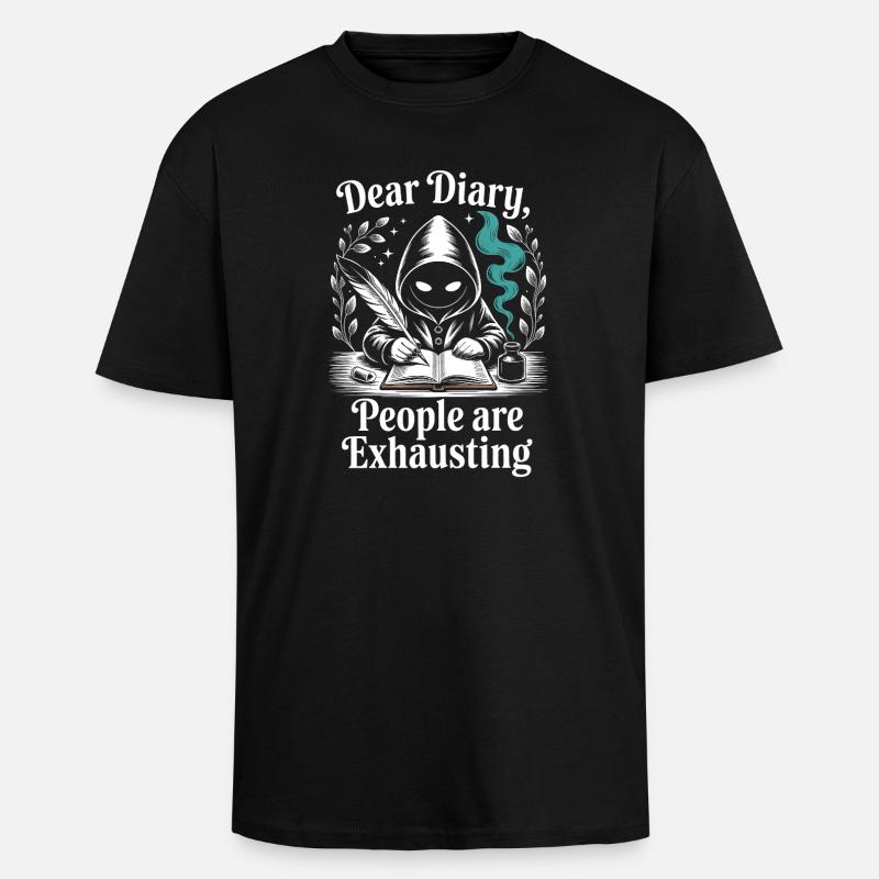 Dear Diary People Are Exhausting - Unisex Oversized Heavyweight T-shirt - black