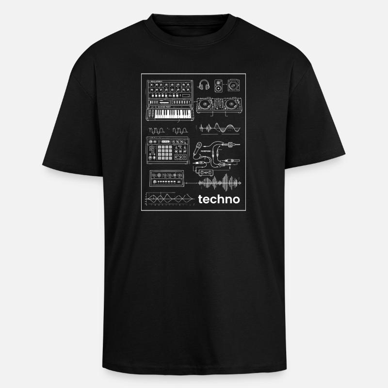 Techno Studio Synthese - Oversized Heavyweight Unisex T-Shirt - Schwarz