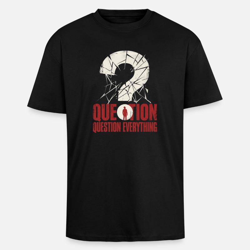Question Everything - Oversized Heavyweight Unisex T-Shirt - Schwarz