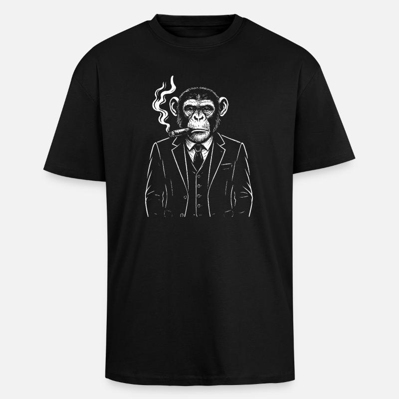 Cigare élégant de singe - T-shirt unisexe oversize épais - noir