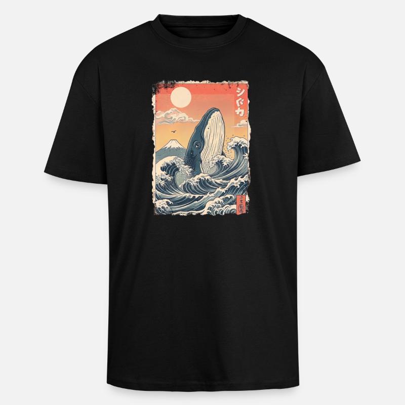 Kawaii Wal - Oversized Heavyweight Unisex T-Shirt - Schwarz