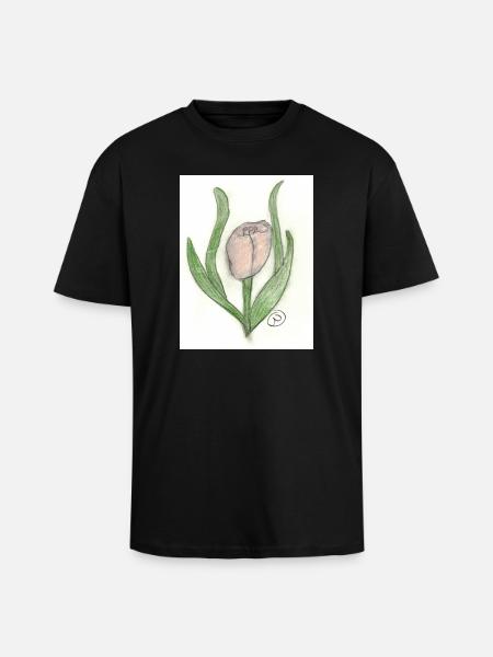 Tulpe - Oversized Heavyweight Unisex T-Shirt - Schwarz