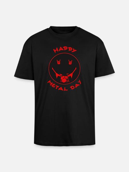 Happy Metal Day Drum-Icon - Oversized Heavyweight Unisex T-Shirt - Schwarz