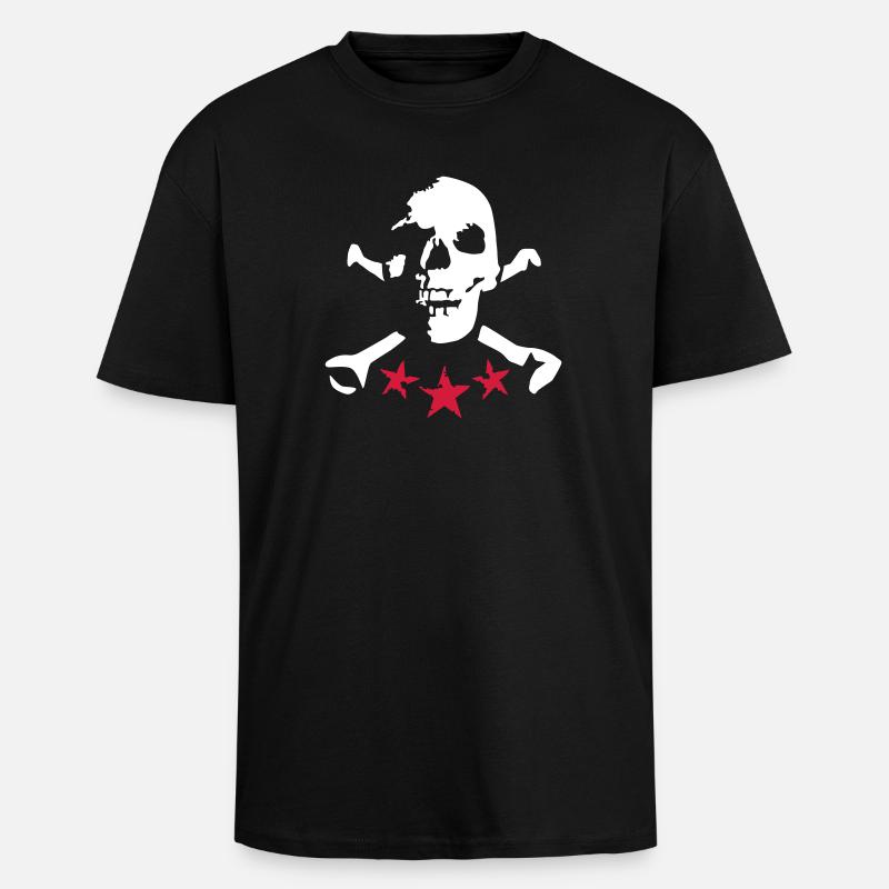 skull_and_stars_072011_a_2c - Unisex Oversized Heavyweight T-shirt - black