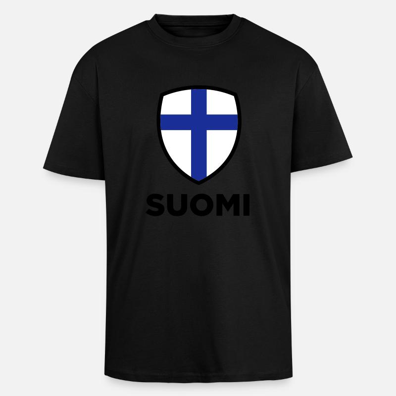 Drapeau national de la Finlande - T-shirt unisexe oversize épais - noir