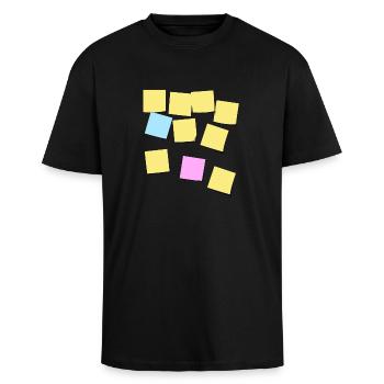 Post-it notes - T-shirt unisexe oversize épais - noir - Devant - Alina (178cm) & Michal (187cm)