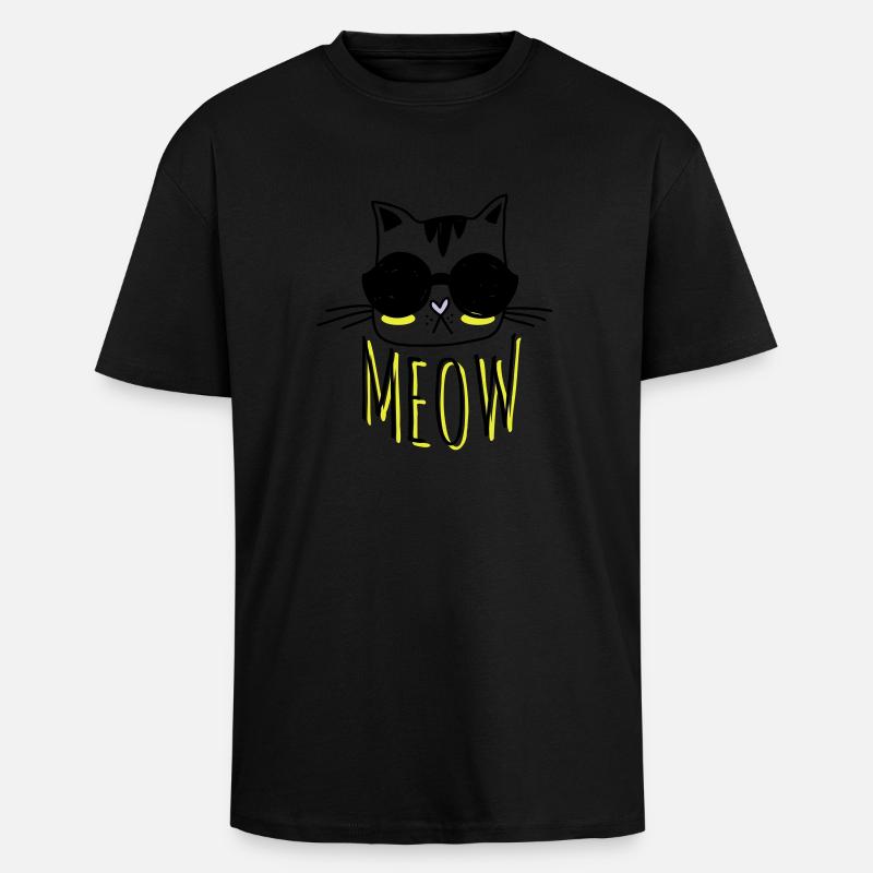 Cool Cat - Oversized Heavyweight Unisex T-Shirt - Schwarz