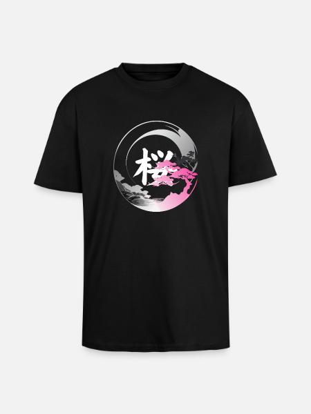 Japan modern enso rose - Unisex Oversized Heavyweight T-shirt - black