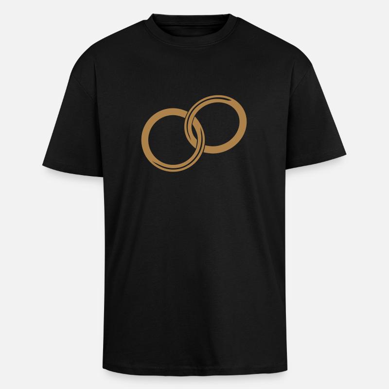 Eheringe // Goldene Ringe // Heiratsantrag // Zwei - Oversized Heavyweight Unisex T-Shirt - Schwarz