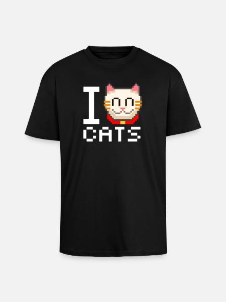I love cats - Unisex Oversized Heavyweight T-shirt - black