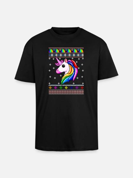 Unicorn Christmas - Unisex Oversized Heavyweight T-shirt - black