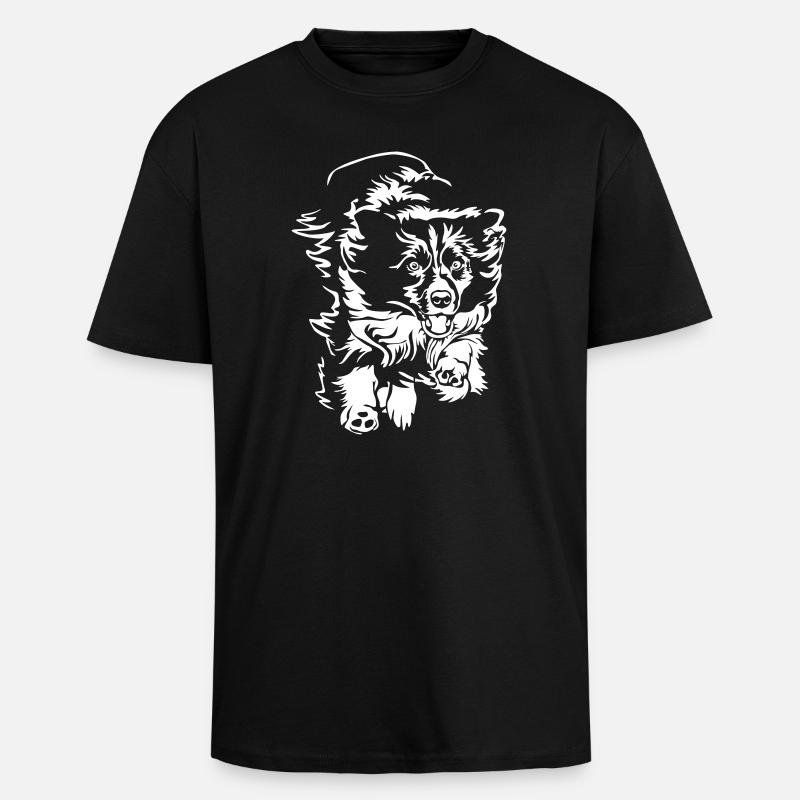 Border Collie "Black Edition" - Oversized Heavyweight Unisex T-Shirt - Schwarz