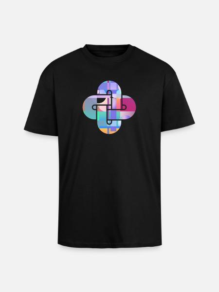 Prismatic Cross Mosaic - Unisex Oversized Heavyweight T-shirt - black