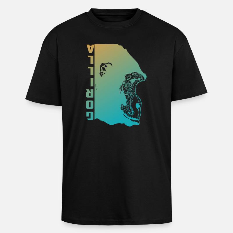 Visage de gorille - T-shirt unisexe oversize épais - noir