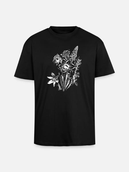 Daffodils Flowers Spring Rock Crystal - Unisex Oversized Heavyweight T-shirt - black