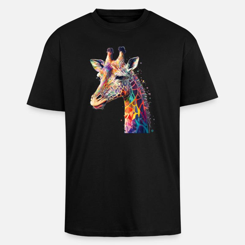 Giraffe - Oversized Heavyweight Unisex T-Shirt - Schwarz
